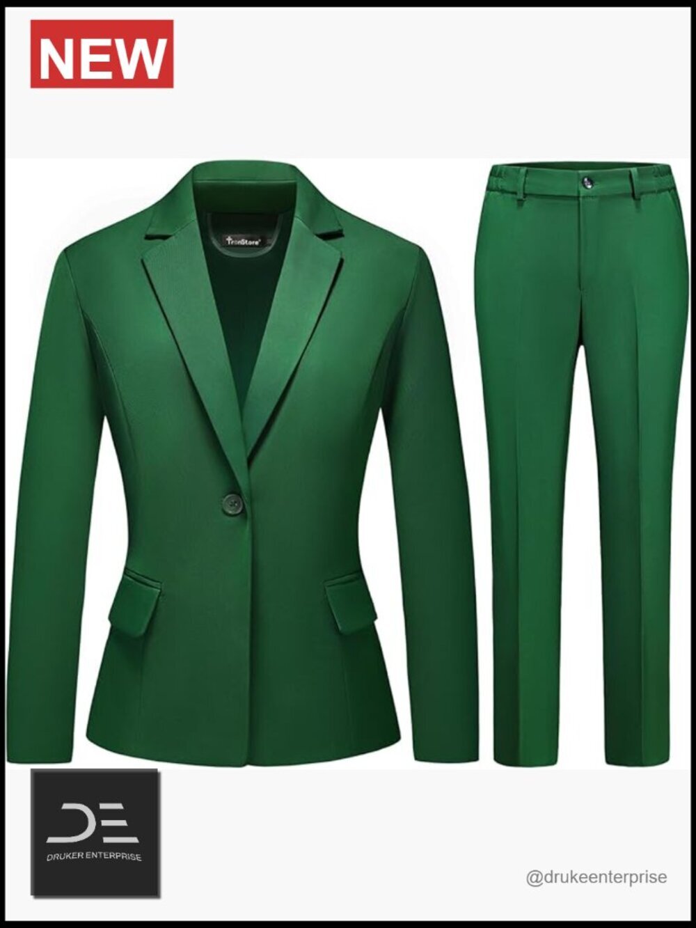 Women's Business Solid Suit 2 Piece Slim Fit Classic Blazer Pants Set Formal